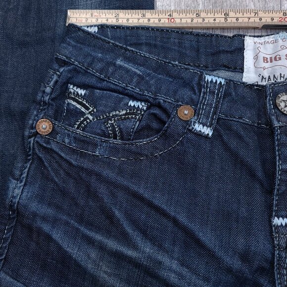 Big Star Jeans Womens 27x32 Manhattan Straight Leg Dark Denim Blue Western - Picture 5 of 10